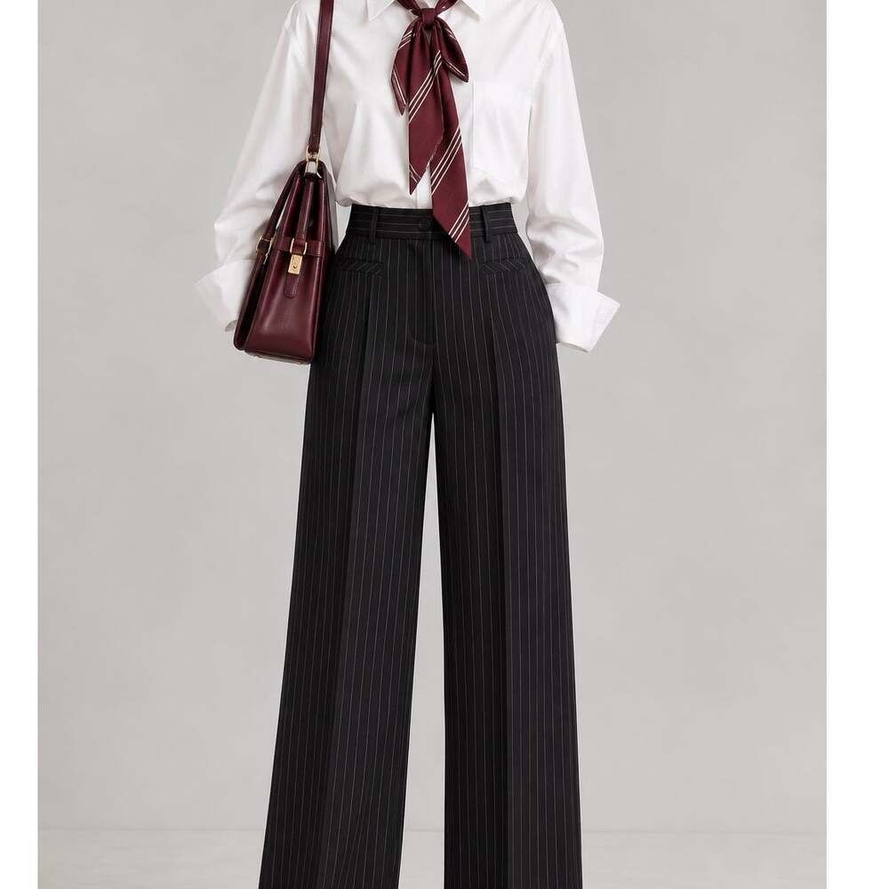 Larry Levine Pinstripe Dress Pants Menswear Inspired Tailored Womens Petite 12P